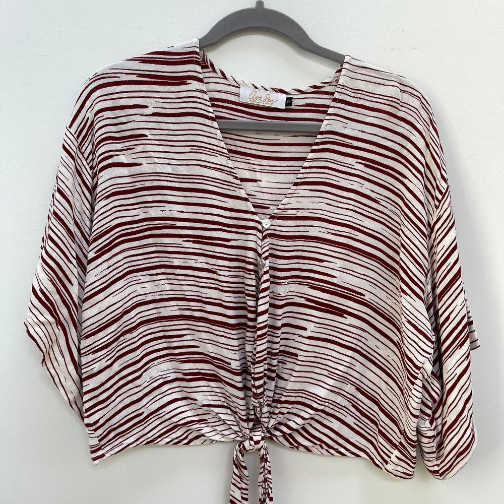 AVA SKY cropped blouse with tie size S
